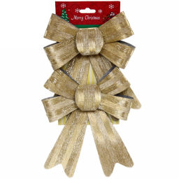 Цена за 2 шт. Бант на ёлку "Золотой блеск" 14 см (набор 2 шт)