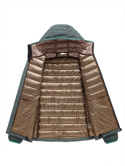 Куртка женская стёганая с капюшоном с графеновой подкладкой цвета хаки 9624_1Kh