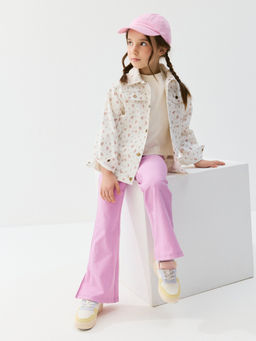 Брюки клеш с разрезами Сиреневый крокус из джинскота