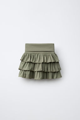 FALDA BERMUDA VOLANTES CINTURA VUELTA / Khaki - Zara фото 7