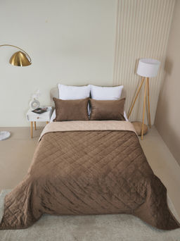 Набор покрывало и чехлы на подушку - Кристалл, цвет коричневый 220x240