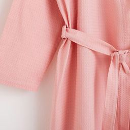 Халат вафельный женский удлинённый Экономь и Я размер 54-56, цвет пудра, 100% хлопок, 200 г/м²