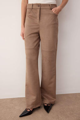 Vizon Yuksek Bel Dikis Detayl? Suet Pantolon TWOAW26PL00080 - Trendyolmilla фото 3