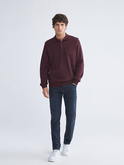 Polo Yaka Uzun Kollu Erkek Sweatshirt