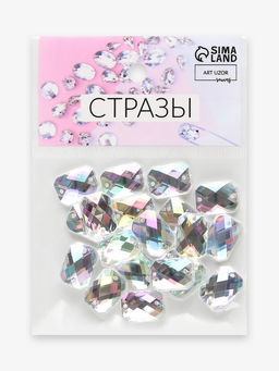 Цена за 3 шт. Стразы пришивные, 20 шт., 10×14 мм, оргстекло, с голографией