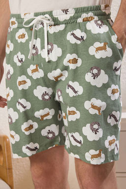 TRENDYOL MAN Lacivert Regular Fit Kopek Desenli Orme Sortlu Pijama Tak?m? TMNSS25PT00010 - Trendyolmilla фото 8