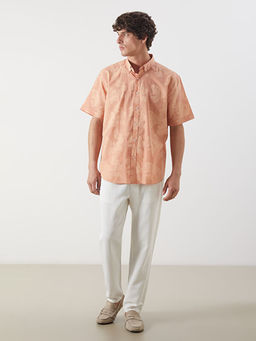 Slim Fit K?sa Kollu Desenli Poplin Erkek G?mlek - Waikiki фото 2