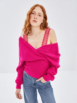 Kruvaze Yaka Kad?n Triko Kazak