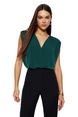 Zumrut Vatkal? Kruvaze Yaka Esnek C?tc?tl? Orme Body TWOSS23BD00007