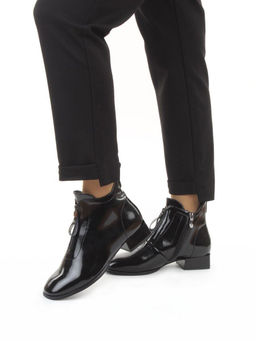 01-M43-17 BLACK Ботинки демисезонные женские (натуральная кожа)