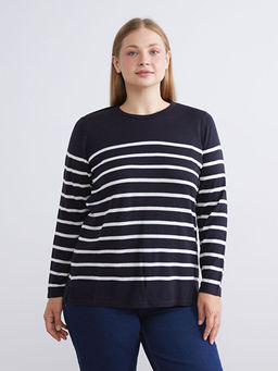 Bisiklet Yaka ?izgili Kad?n Triko Kazak