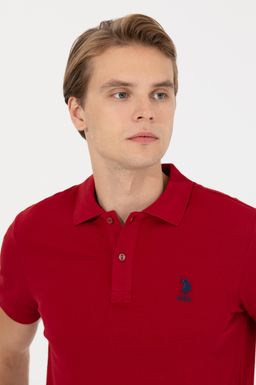 Мужская бордово-красная футболка с воротником поло Basic