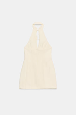 VESTIDO MINI HALTER VOLUMEN / Blanco roto - Zara фото 6