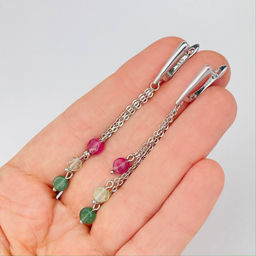 Серьги из Турмалина микс на цепочке - Радуга самоцветов фото 2