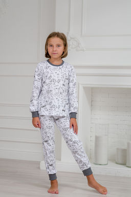 Пижама детская из интерлока Потешка котик темно серый - Амадэль фото 10