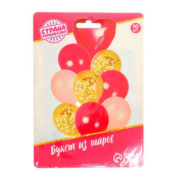 Шары воздушные, букет «Любовь», латексные, фольгированные, розовый, в наборе 10 шт