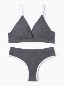 Комплект нижнего белья женский (топ, трусы) Collorista, тёмно-серый, размер 44-46