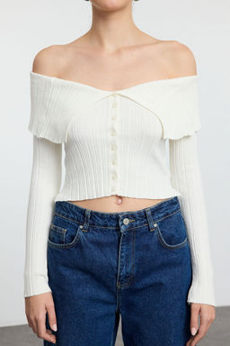 TRENDYOLMILLA Turuncu Crop Premium Iplik/Ozel Iplik Triko H?rka TWOAW25HI00095 фото 8