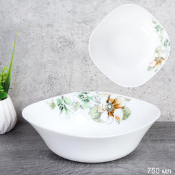 Салатник квадратный 750 мл тарелка глубокая /19/8957595/XN (7364) / Графические цветы