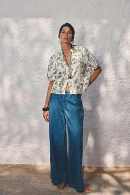 PRINTED TOP WITH CUTWORK EMBROIDERY - Zara фото 8