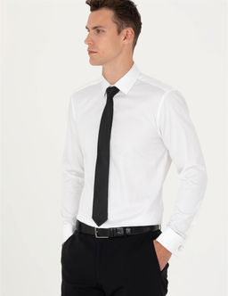 Beyaz Slim Fit Uzun Kollu Basic G_mlek
