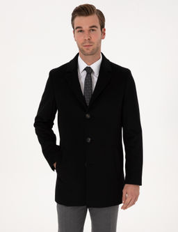 Siyah Ex Slim Fit Y_n Kar___ml_ Palto