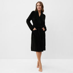 Халат домашний женский KAFTAN «Бархат», размер 40, чёрный