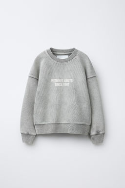 FADED-EFFECT SLOGAN SWEATSHIRT