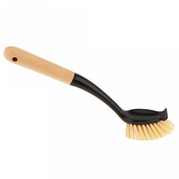 Щетка для посуды "Служанка" 29,3х7х6,3см, жесткая щетина ПВХ 2,5см, пластмассовый черный корпус, ручка бамбук (Китай)