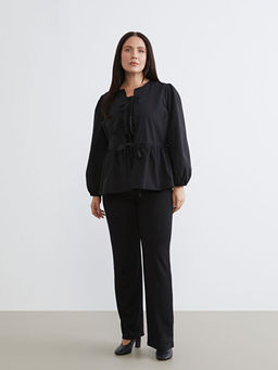 B?y?k Beden Fiyonk Ba?lama Detayl? Kad?n G?mlek