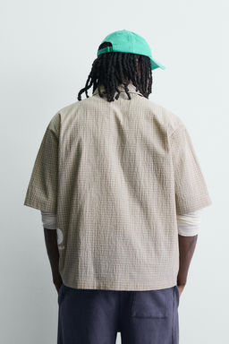 CAMISA CUADROS TEXTOS ESTAMPADOS / Tostado - Zara фото 3