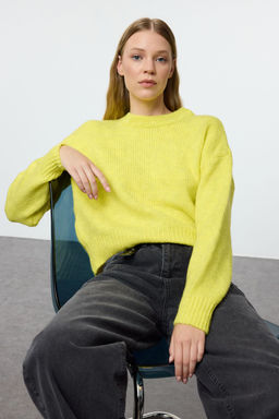 Lime Genis Kal?p Yumusak Dokulu Basic Triko Kazak TWOAW23KZ00185