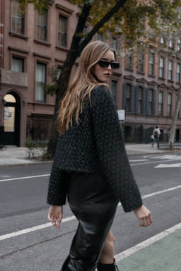 METALLIC THREAD TEXTURED CROSSOVER JACKET - Zara фото 3