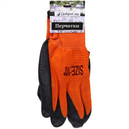 Цена за 12 шт. Перчатки нейлоновые с резиновым покрытием полуоблитые 10 р-р ДоброСад