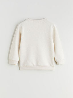 Bisiklet Yaka Bask?l? Erkek ?ocuk Kal?n Sweatshirt