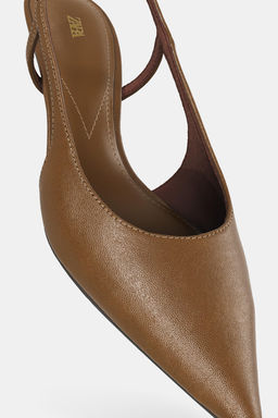 LEATHER KITTEN HEEL SHOES - Zara фото 3