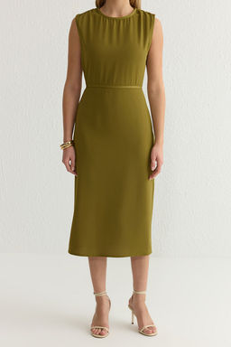 Yag Yesili A Kesim Midi Dokuma Krep Elbise TWOSS25EL00013 - Trendyolmilla фото 5