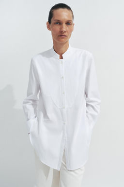 CAMISA POPEL?N PECHERA ZW COLLECTION / Blanco - Zara фото 8