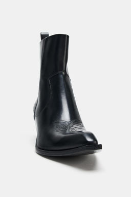 LEATHER COWBOY ANKLE BOOTS WITH TOPSTITCHING - Zara фото 6