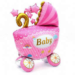 Воздушный шар фольгированный 41" «Коляска для девочки 3D», под воздух
