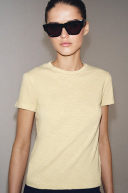 CAMISETA ALGOD?N FLAM? / Amarillo pastel - Zara фото 2