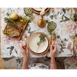 Скатерть «Этель. Пионы», 149×110 см, 100% хлопок, саржа 190 г/м²