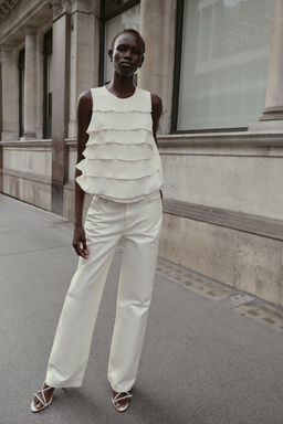 SATIN FRILL TOP