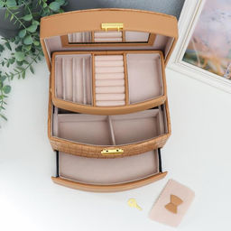 Шкатулка кожзам для украшений сундучок Карамель питон комбинированная 13х15х21,5 см - Simaland фото 3