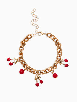 Браслет на цепи «Вишневый рай», малые, красный в золоте