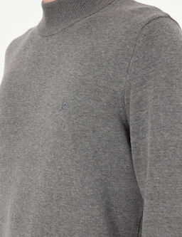 Gri Melanj Slim Fit Yar_m Bal_k__ Yaka Basic Triko Kazak - Pierre cardin фото 7
