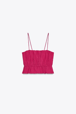 PRINTED SMOCKED CROP TOP - Zara фото 12