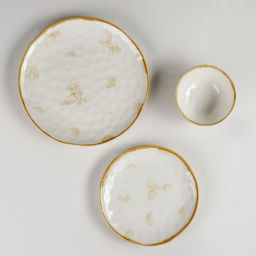 Набор посуды Доляна Organic Gold, 16 предметов: 4 тарелки d=20.5 см, 4 тарелки d=27.5 см, 4 миски d=12.5 см, 400 мл, 4 кружки 400 мл, фарфор, белый  фото 2