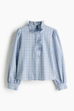 Blusa de algod?n con cuello de volante