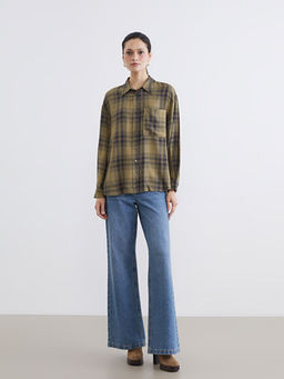 Ekose Poplin Oversize Kad?n G?mlek Tunik